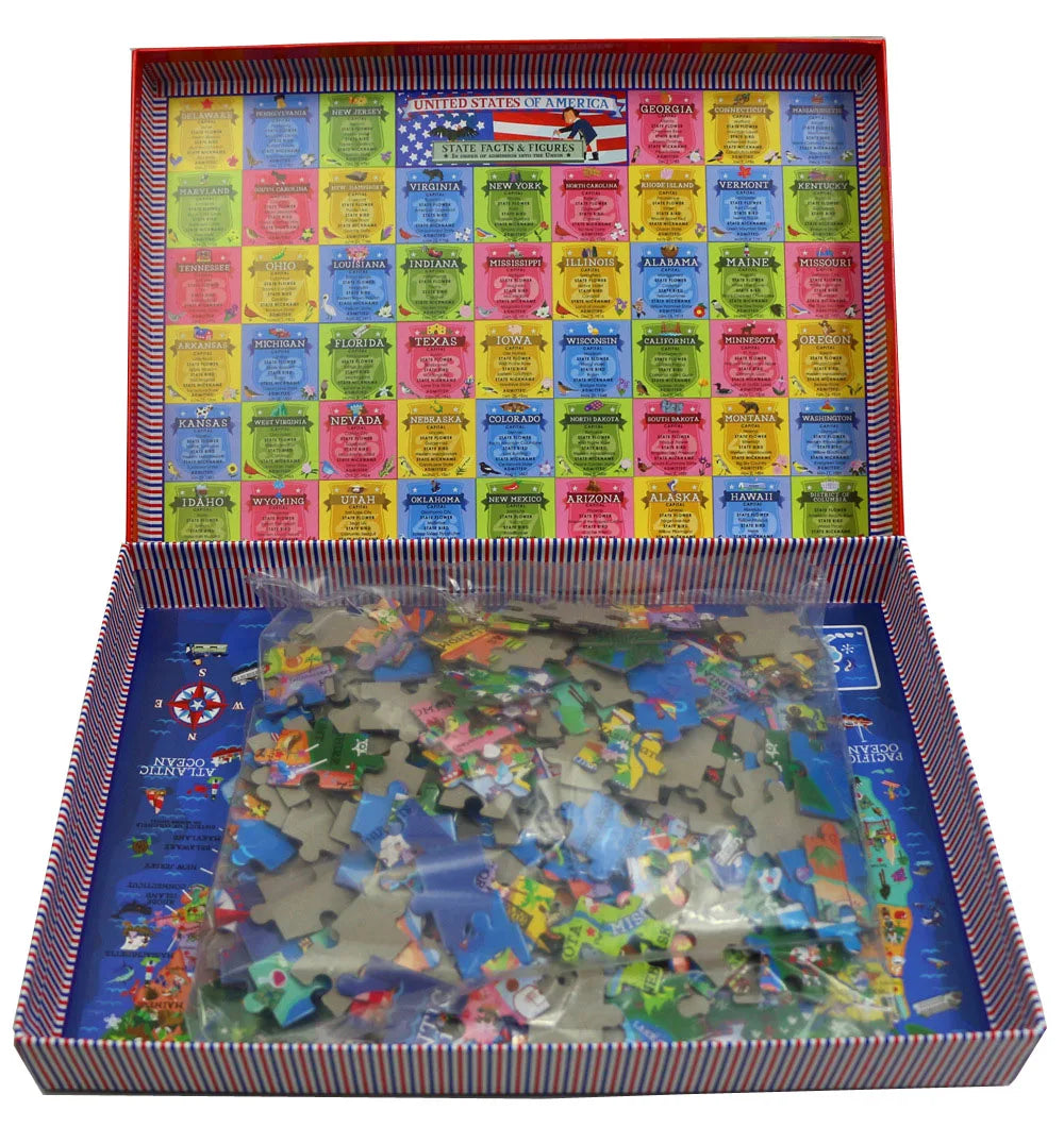 200 Piece USA Map Educational Jigsaw Puzzle for Kids