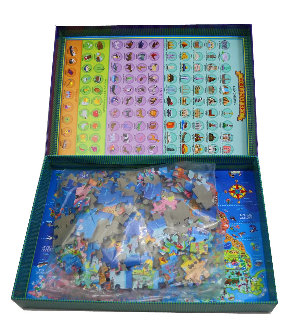 200 Piece World Map Educational Jigsaw Puzzle for Kids