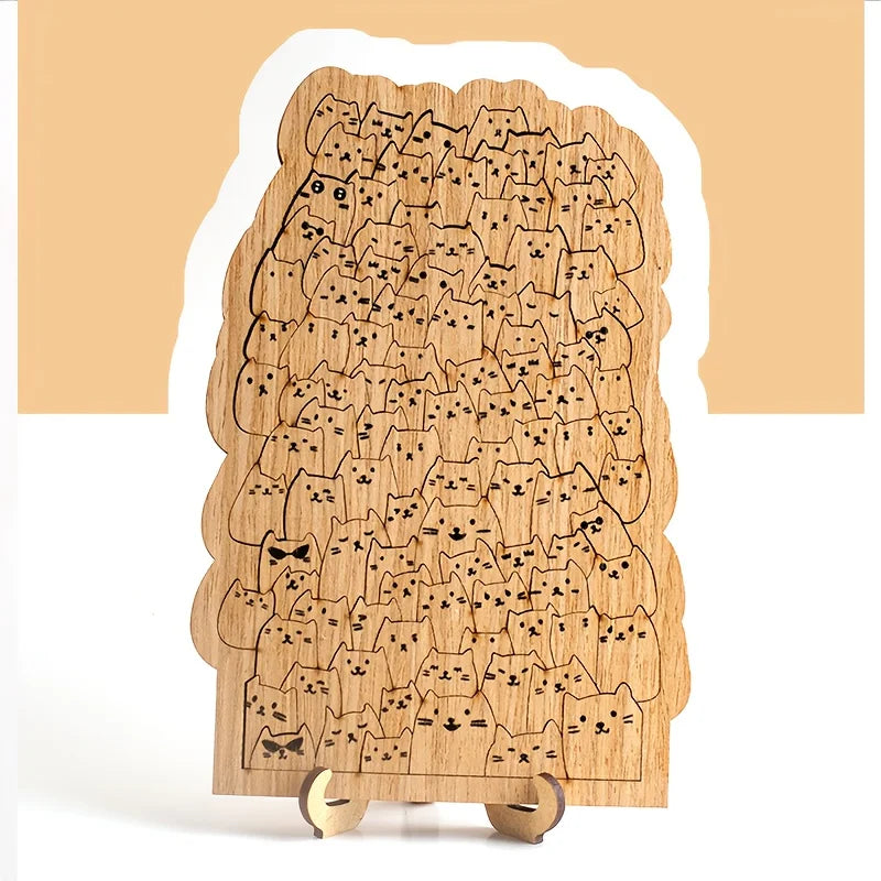 100-Piece Wooden Kitten Puzzle – Cute Cat Jigsaw
