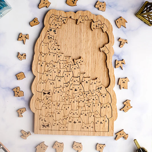 100-Piece Wooden Kitten Puzzle – Cute Cat Jigsaw