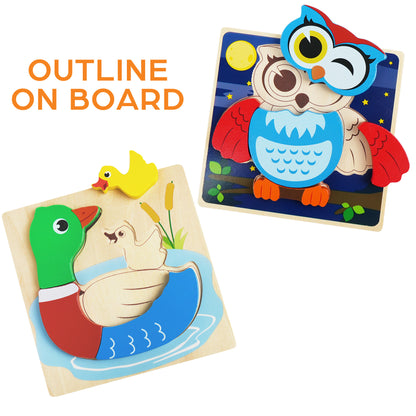 8 Pack Wooden Puzzles for Toddlers Baby Infants