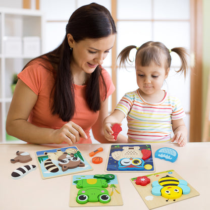 8 Pack Wooden Puzzles for Toddlers Baby Infants