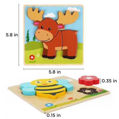 8 Pack Wooden Puzzles for Toddlers Baby Infants