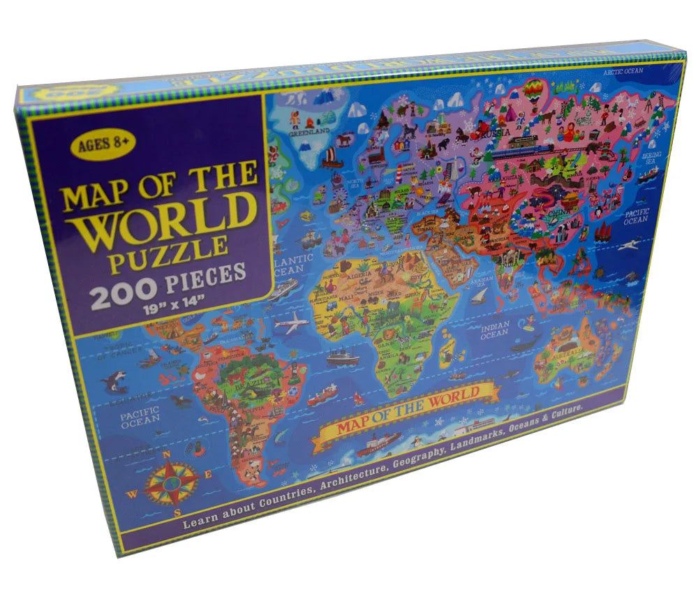 200 Piece World Map Educational Jigsaw Puzzle for Kids