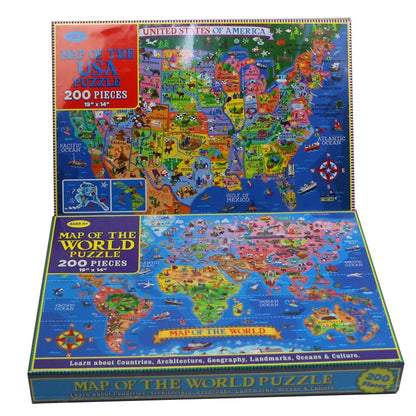 200 Piece USA Map Educational Jigsaw Puzzle for Kids