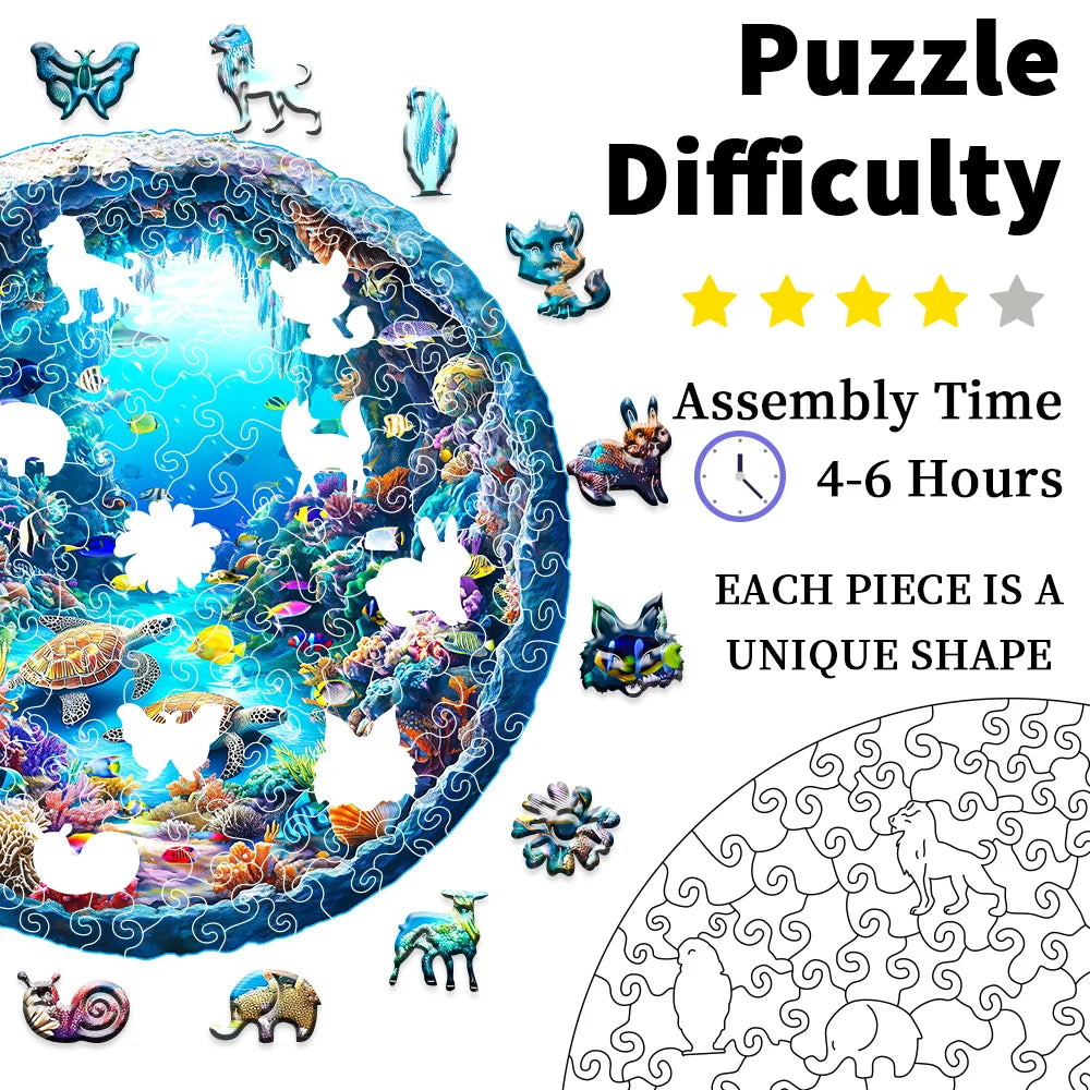 Coral Reef Sea Turtle Wooden Puzzle