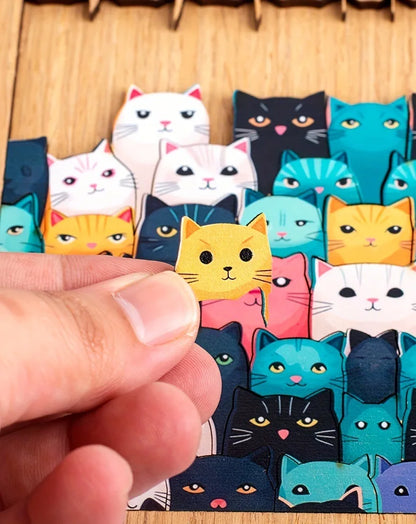 62-Piece Wooden Cat Puzzle – Colorful Cartoon Cats