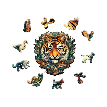 Tiger Wooden Puzzle – Colorful Animal Shaped Jigsaw