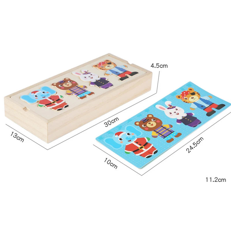 Wooden Dress-Up Puzzle Set for Kids with Storage Box