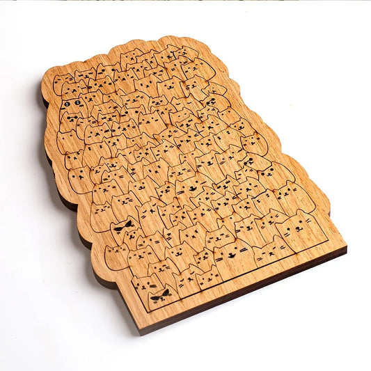 100-Piece Wooden Kitten Puzzle – Cute Cat Jigsaw