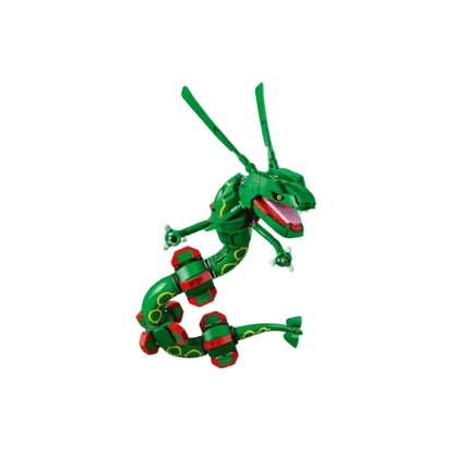 Standalone green and red dragon figure with yellow eye markings, spread wings, and tail