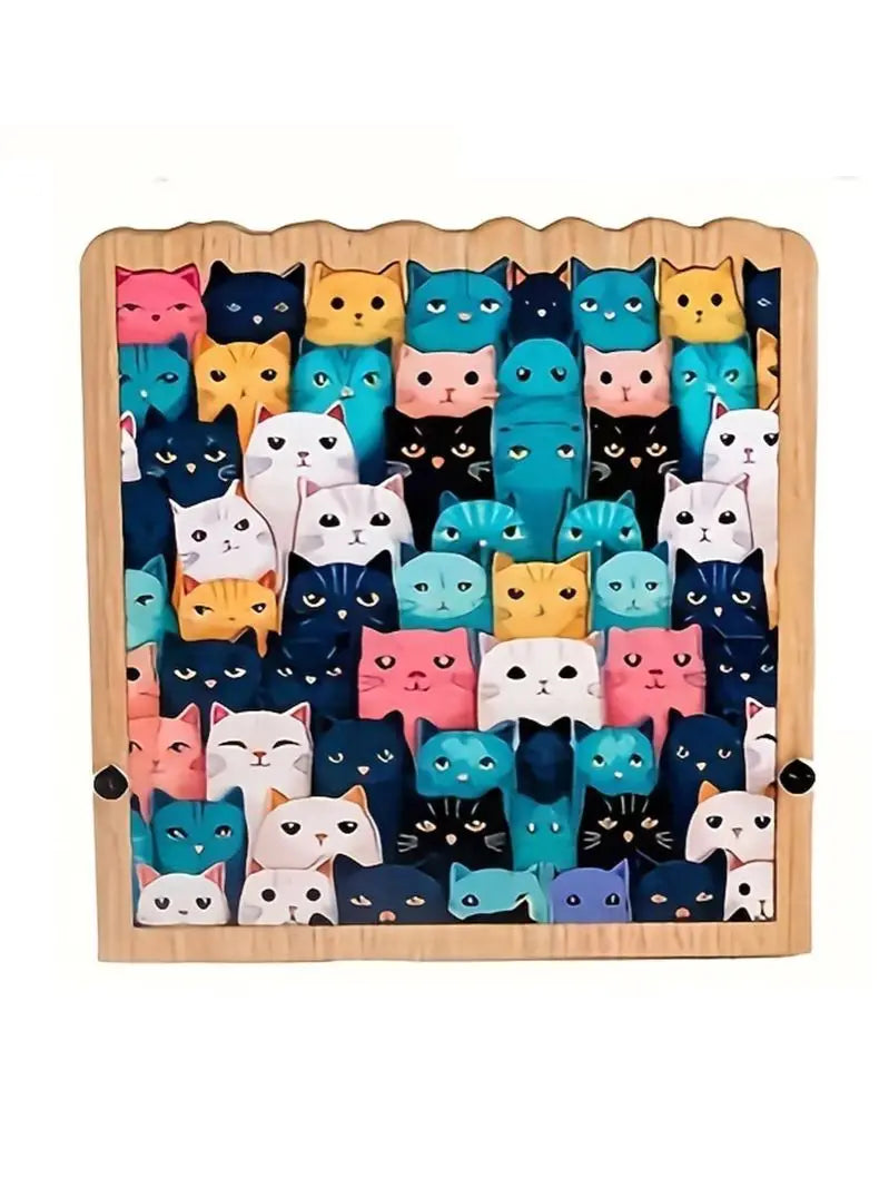 62-Piece Wooden Cat Puzzle – Colorful Cartoon Cats