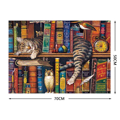 1000 Piece Sleeping Cat Bookshelf Jigsaw Puzzle
