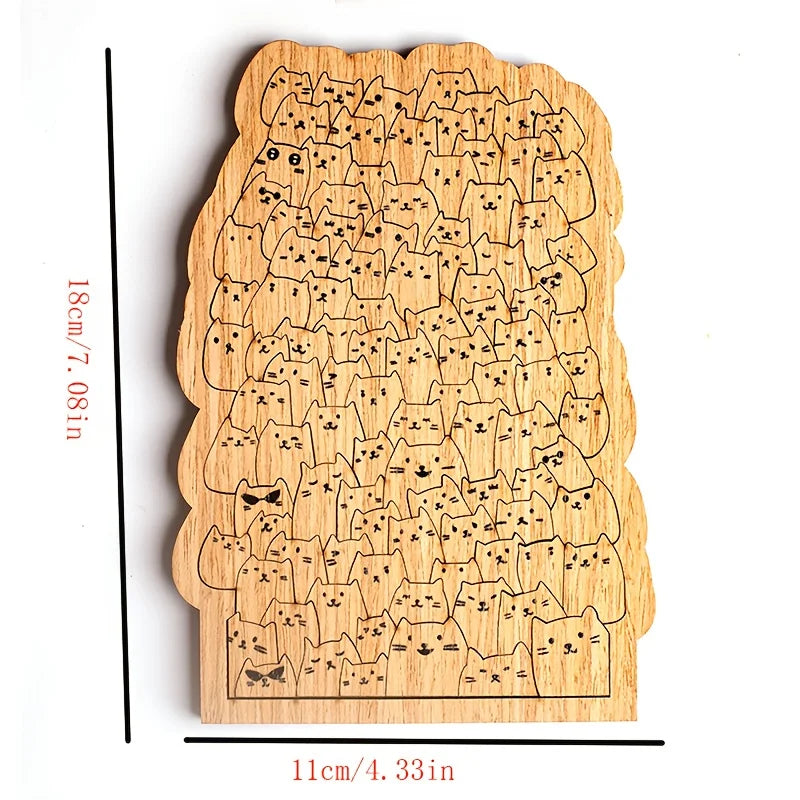 100-Piece Wooden Kitten Puzzle – Cute Cat Jigsaw