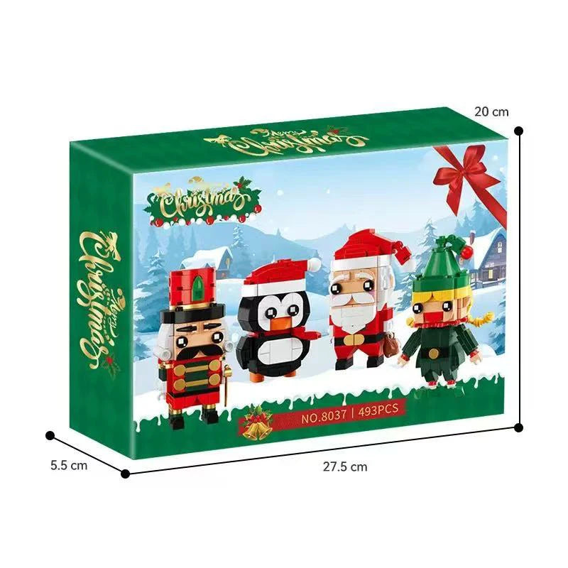 Christmas character building set retail box showing four block figures