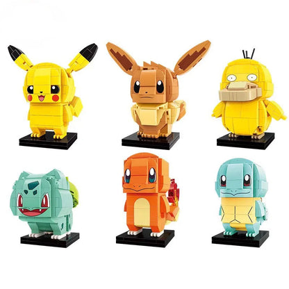 Pokémon Brickhead building block set with six figures on bases