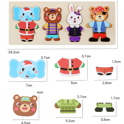 Wooden Dress-Up Puzzle Set for Kids with Storage Box