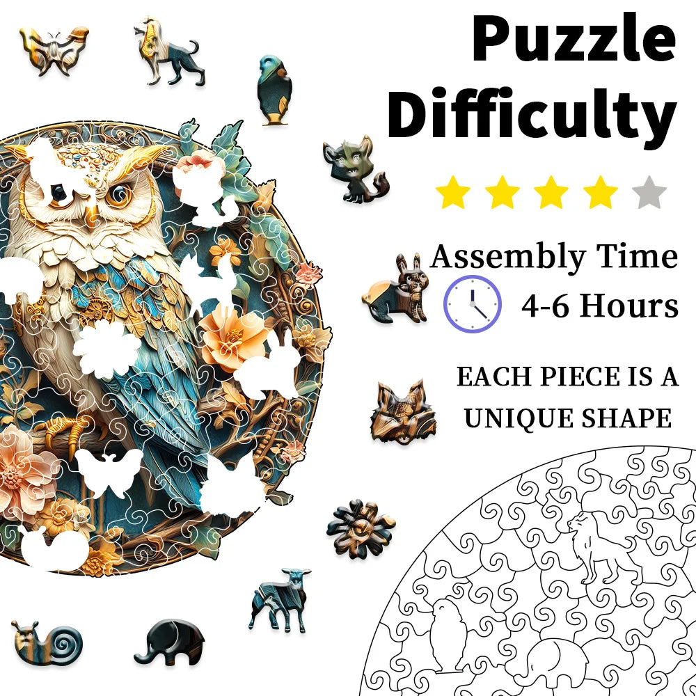Elegant Owl Wooden Puzzle