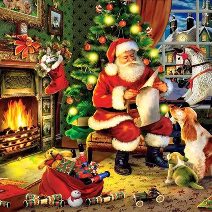 Christmas advent jigsaw puzzle featuring Santa and animals, with 1000-piece panel
