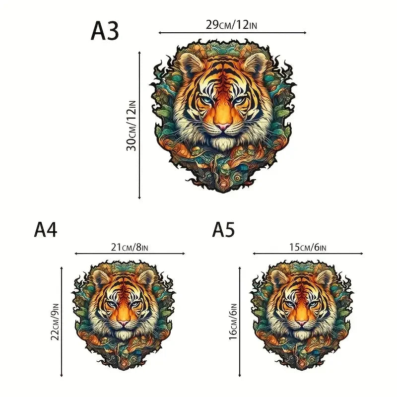 Tiger Wooden Puzzle – Colorful Animal Shaped Jigsaw