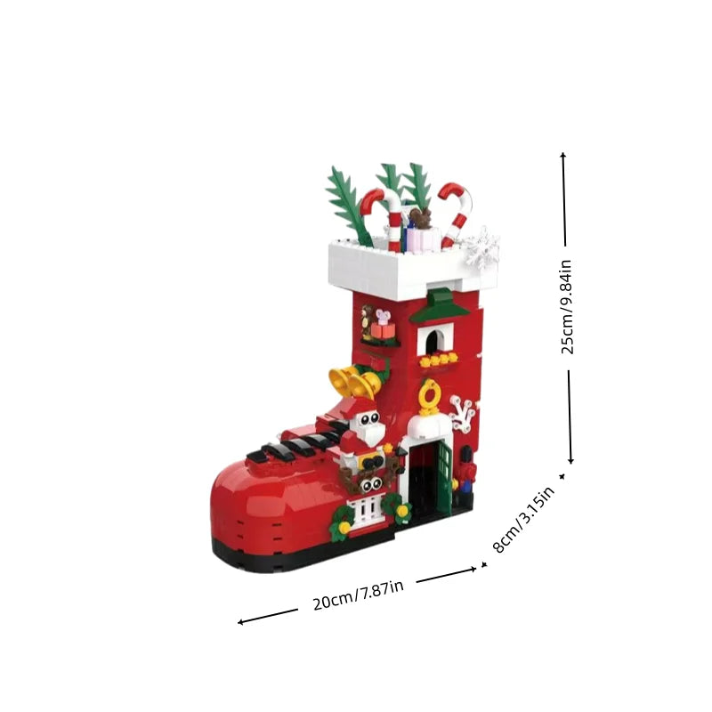 Red boot building set with dimensions: 20cm x 25.3cm x 8cm