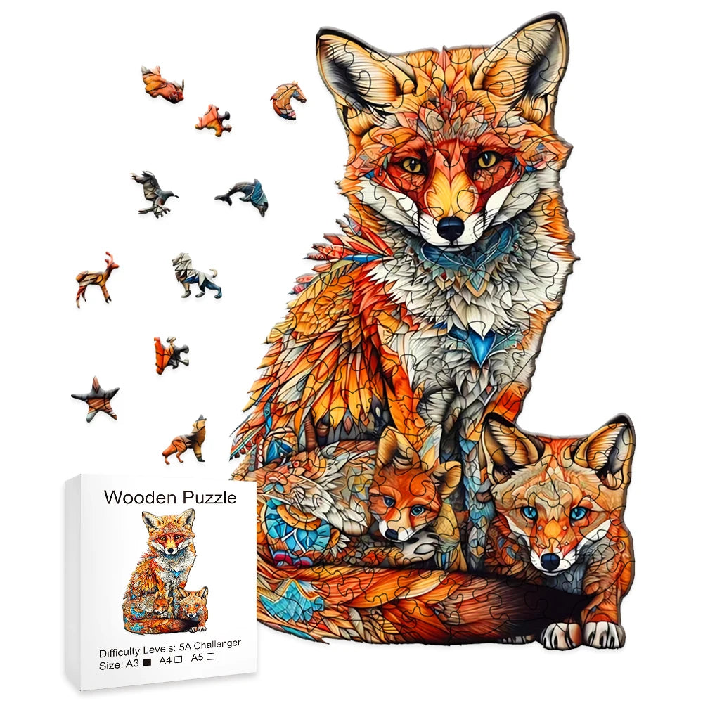 Woodland Fox Family Wooden Puzzle
