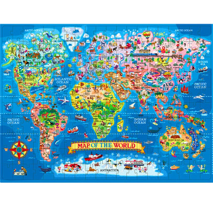 200 Piece World Map Educational Jigsaw Puzzle for Kids