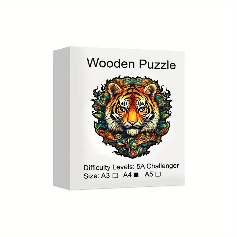 Tiger Wooden Puzzle – Colorful Animal Shaped Jigsaw