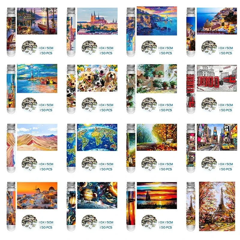 150 Piece Mini Tube Jigsaw Puzzle Collection