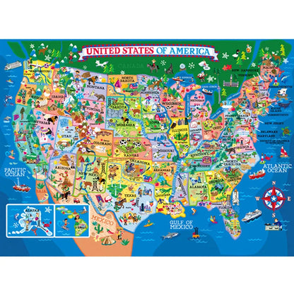 200 Piece USA Map Educational Jigsaw Puzzle for Kids