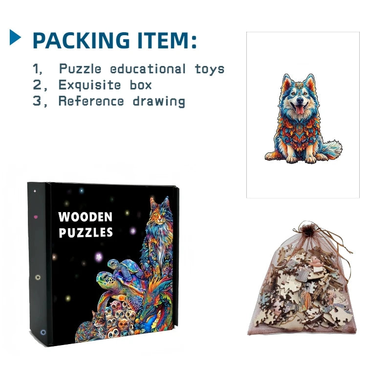 Colourful Animal Wooden Puzzle Collection