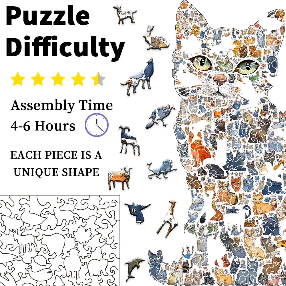 Cat Collage Wooden Puzzle