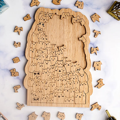 100-Piece Wooden Kitten Puzzle – Cute Cat Jigsaw