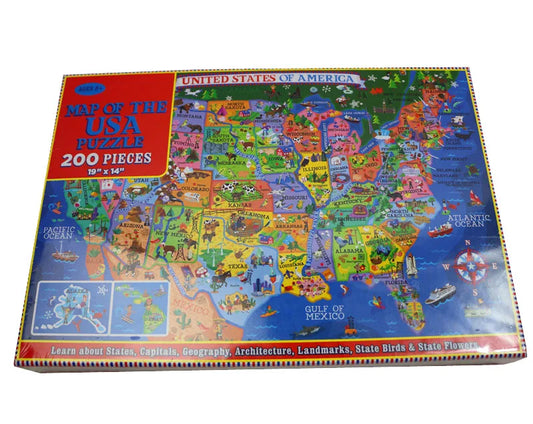 200 Piece USA Map Educational Jigsaw Puzzle for Kids